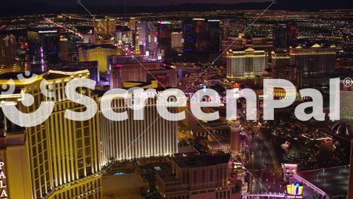 Las Vegas, Nevada Circa 2017, Flying Directly Over The Las Vegas Strip.  Shot With Cineflex And RED Epic W Helium.